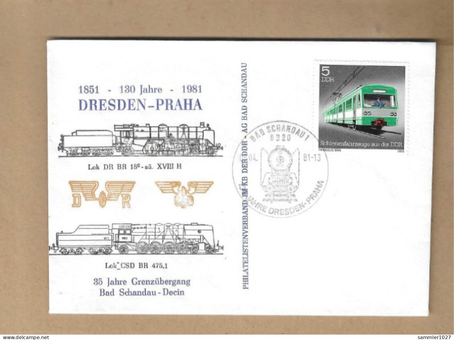 Los Vom 05.05  Sammler-Briefumschlöag Aus Bad Schandau 1981  Eisenbahn - Lettres & Documents