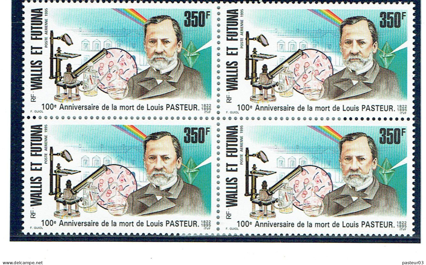 186 Poste Aérienne Wallis Et Futuna Louis Pasteur Bloc De 4 - Ungebraucht