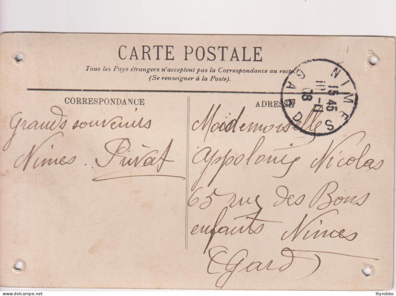 FRANCE - MARSEILLE. Et Vous Evoje Je Bonjour - VG Nimes Gard Postmark 1908 - Quartier De La Gare, Belle De Mai, Plombières
