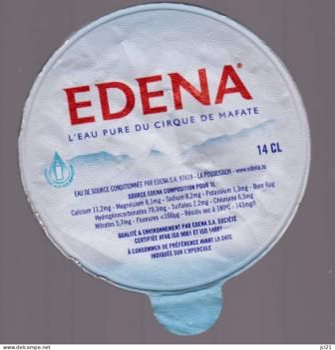 Opercule D'eau De Source "Edena Cirque De Mafate" Mis En Bouteille à La Possession Ile De La Réunion (Bte2)_Ee71 - Andere & Zonder Classificatie