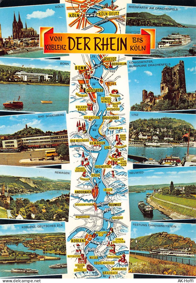 DER RHEIN - Von Koblenz Bis Köln Verlauf - Mehrbildkarte - Koblenz