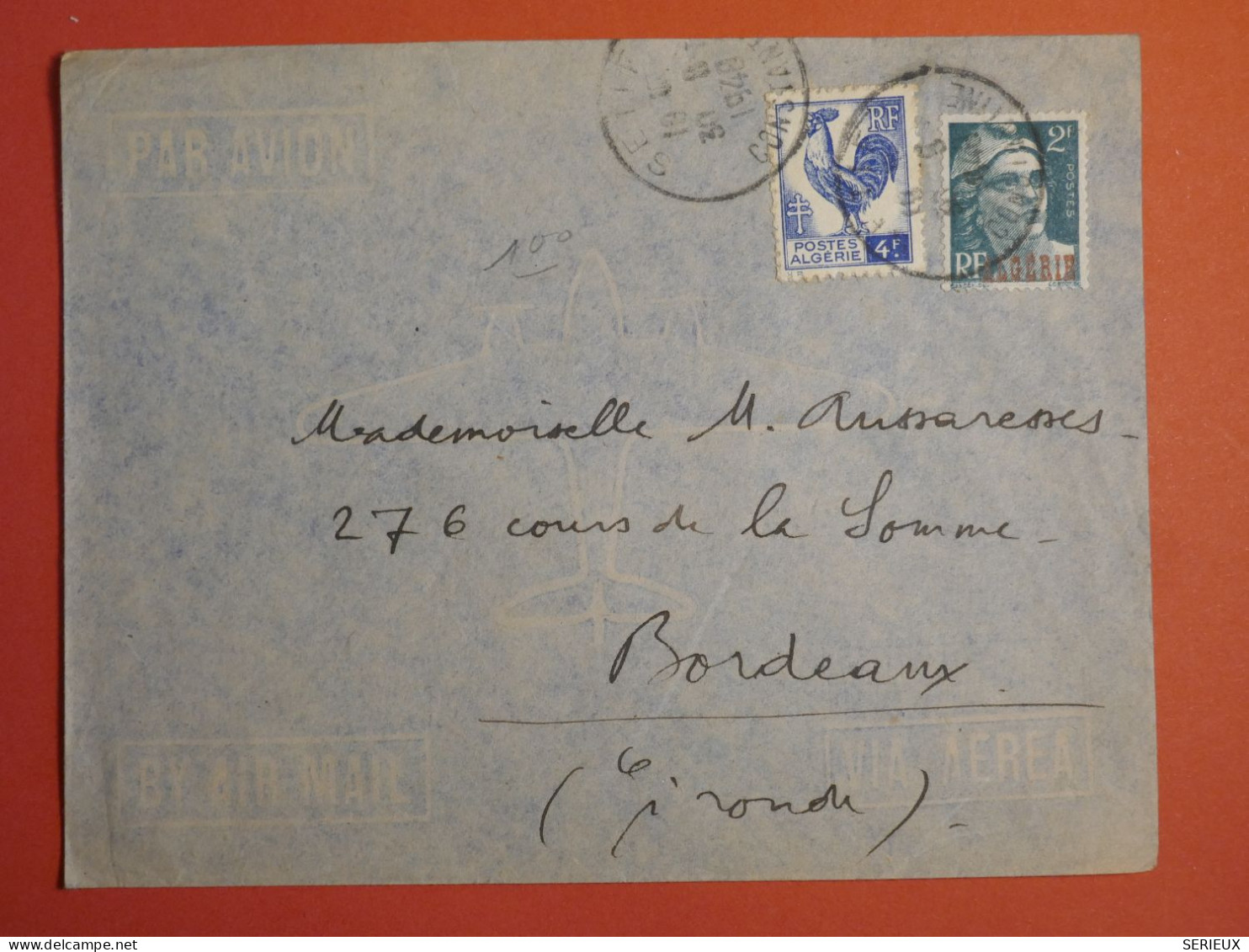 DO 1  ALGERIE   BELLE  LETTRE 1926 CONSTANTINE   A  BORDEAUX  FRANCE  + + AFF. INTERESSANT +++ - Brieven En Documenten