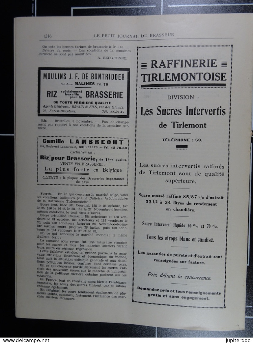 Le Petit Journal Du Brasseur N° 1698 De 1932 Pages 1194 à 1216 Brasserie Belgique Bières Publicité Matériel Brassage - 1900 - 1949