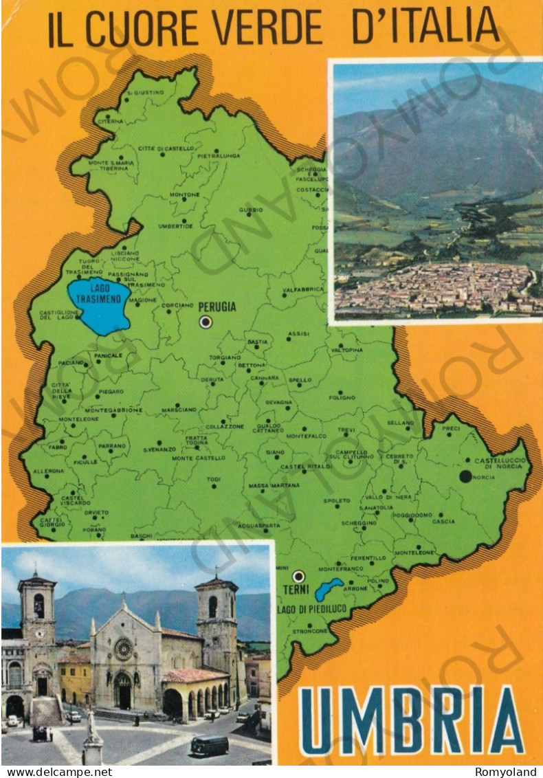 CARTOLINA  C10 NORCIA,GUBBIO,PERUGIA,UMBRIA-SALUTI DA NORCIA-IL CUORE VERDE D'ITALIA-STORIA,MEMORIA,NON VIAGGIATA - Perugia