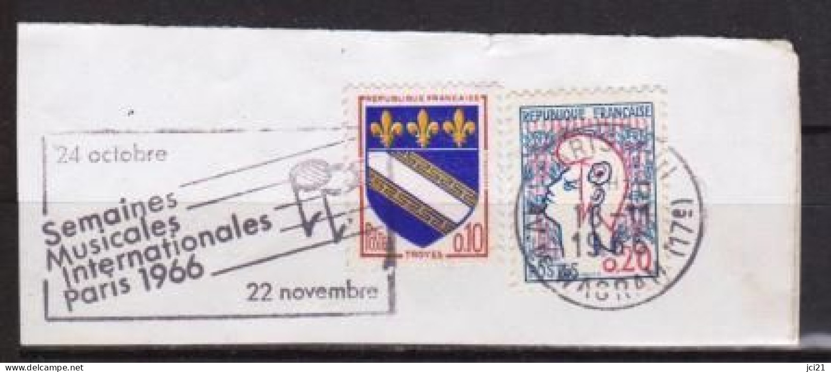 Flamme " Semaines Musicales PARIS 1966 " ( Portée, Notes, Musique ) Sur Fragment _F149 - Mechanical Postmarks (Advertisement)