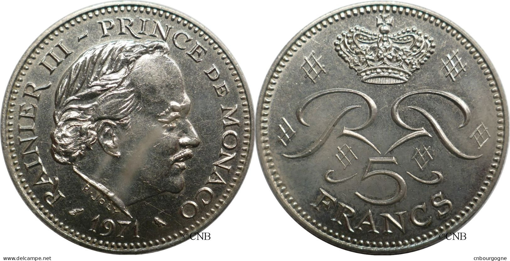 Monaco - Principauté - Rainier III - 5 Francs 1971 - TTB+/AU50 - Mon6646 - 1960-2001 Nieuwe Frank
