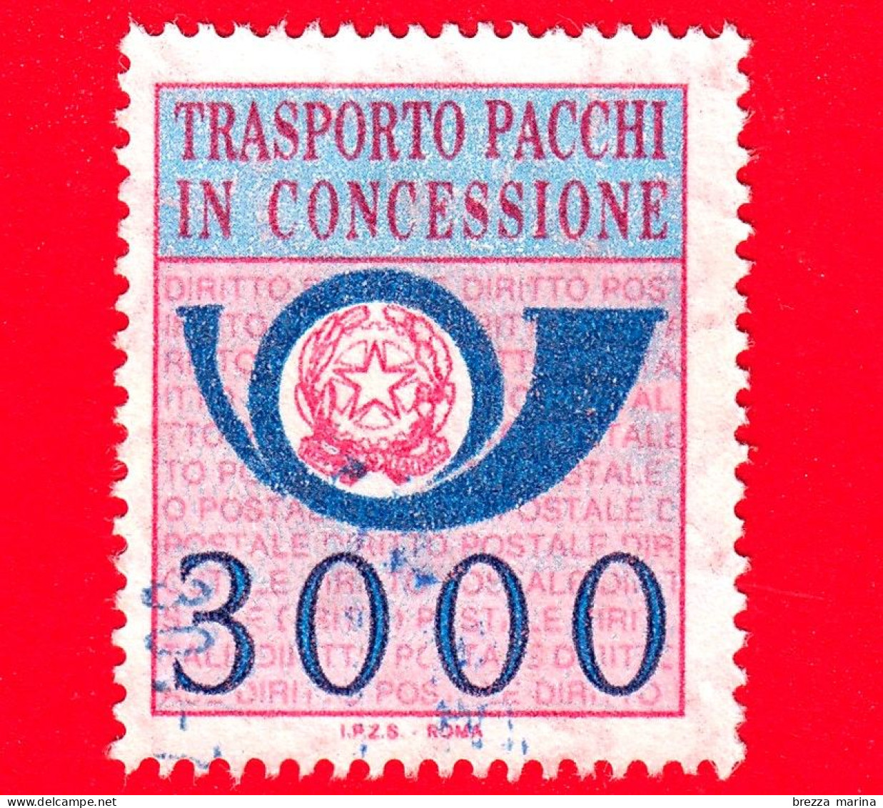 ITALIA - Usato - 1984 - Sezione Unica - Pacchi In Concessione - Corno Di Posta E Stemma Della Repubblica - 3000 - Concessiepaketten