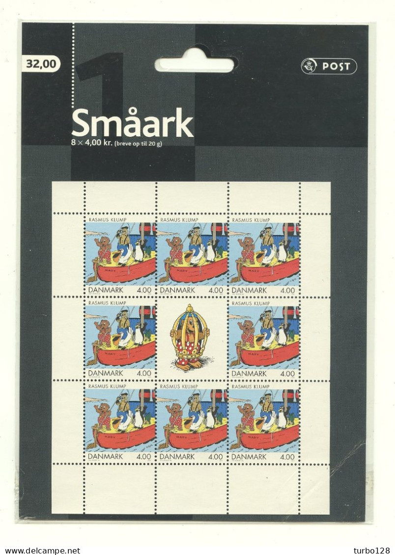 DANEMARK 2002 Feuillet De 8 Timbres Du N° 1302 ** Neufs MNH Léger Pli En Bas à Droite Bandes Dessinées L'ourson Rasmus - Unused Stamps