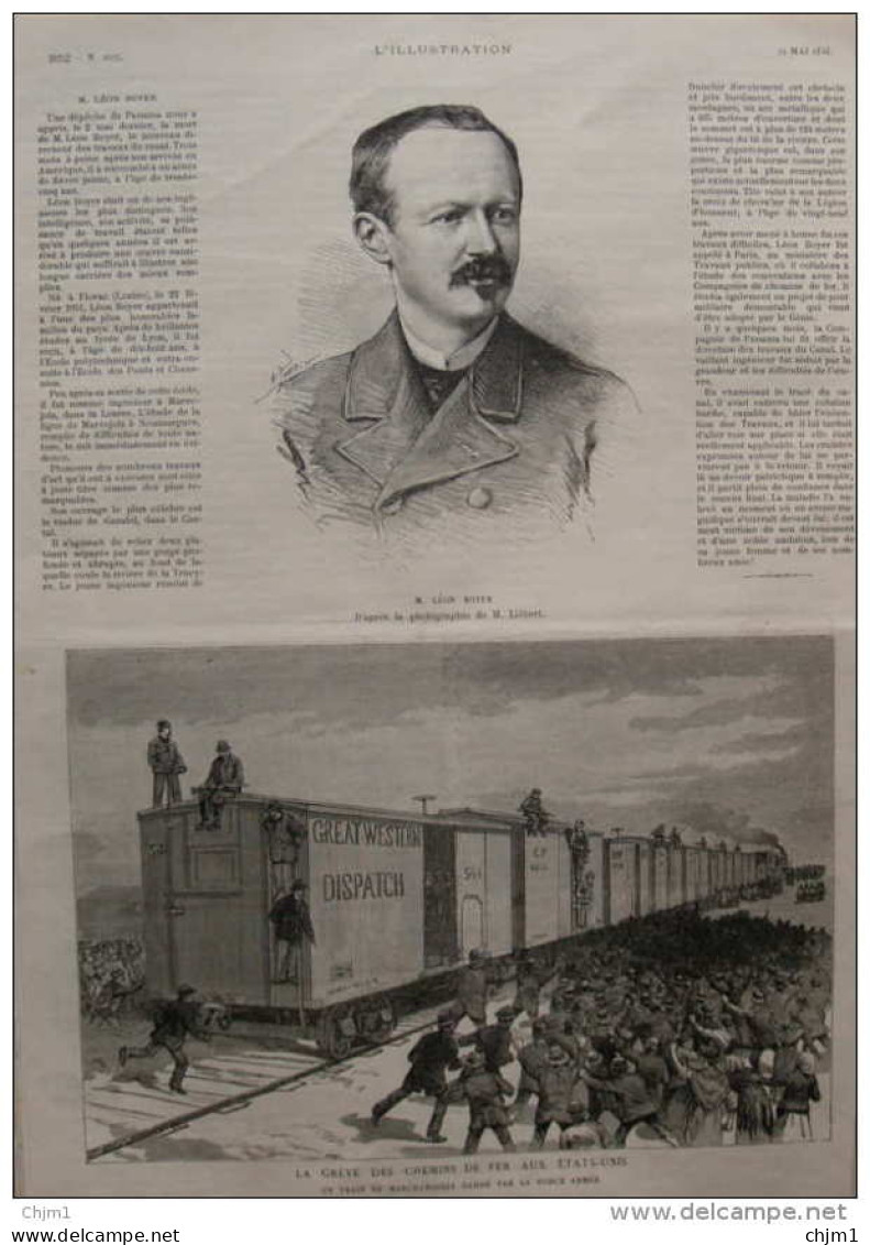 La Grève Des Chemins De Fer Aux États-Unis - M. Léon Boyer  - Page Original - 1886 - Documents Historiques