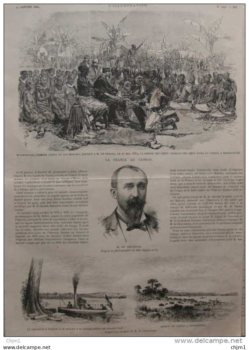 M. De Chavannes - La France Au Congo - M'Pohontaba, Premier Vassal Du Roi Makoko - Page Original - 1886 - Documents Historiques