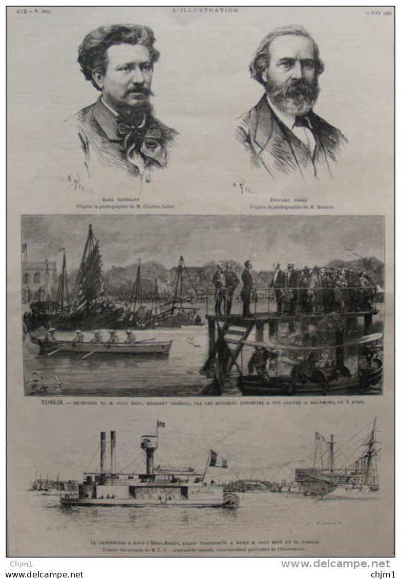 Karl Daubigny - Édouard Frère - Tonkin - Réception De M. Paul Bert à Son Arrivé à Hai-Phong  - Page Original - 1886 - Documents Historiques