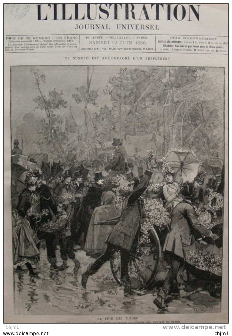 Le Fête Des Fleurs, Donné Dans Le Jardin Des Tuileries Au Profit De L'oeuvre Des Victimes Du Devoir Page Original - 1886 - Documents Historiques