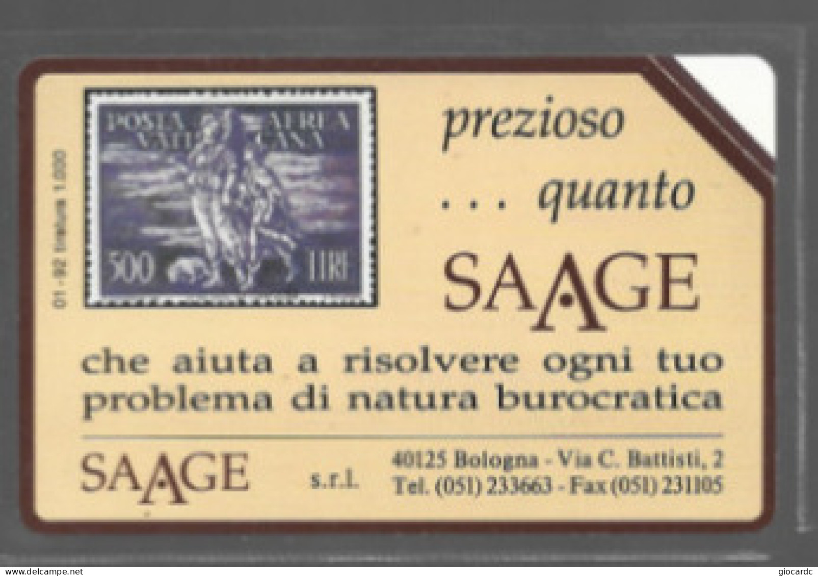 TELECOM ITALIA  (PERIODO SIP)  OMAGGIO PRIVATE -  C. & C. 3162 - SAAGE: VATICANO  - NUOVE ** - Private - Tribute