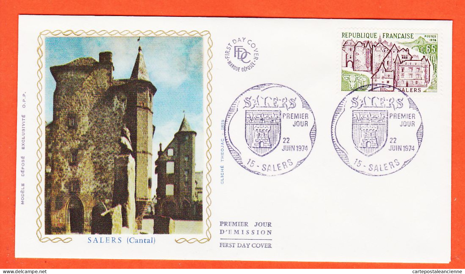 22392 / ⭐ FDC Soie SALERS 15-Cantal Cliché THEOJAC Premier 1er Jour Emission SALERS 22 Juin1974 F.D.C First Day Cover - 1970-1979