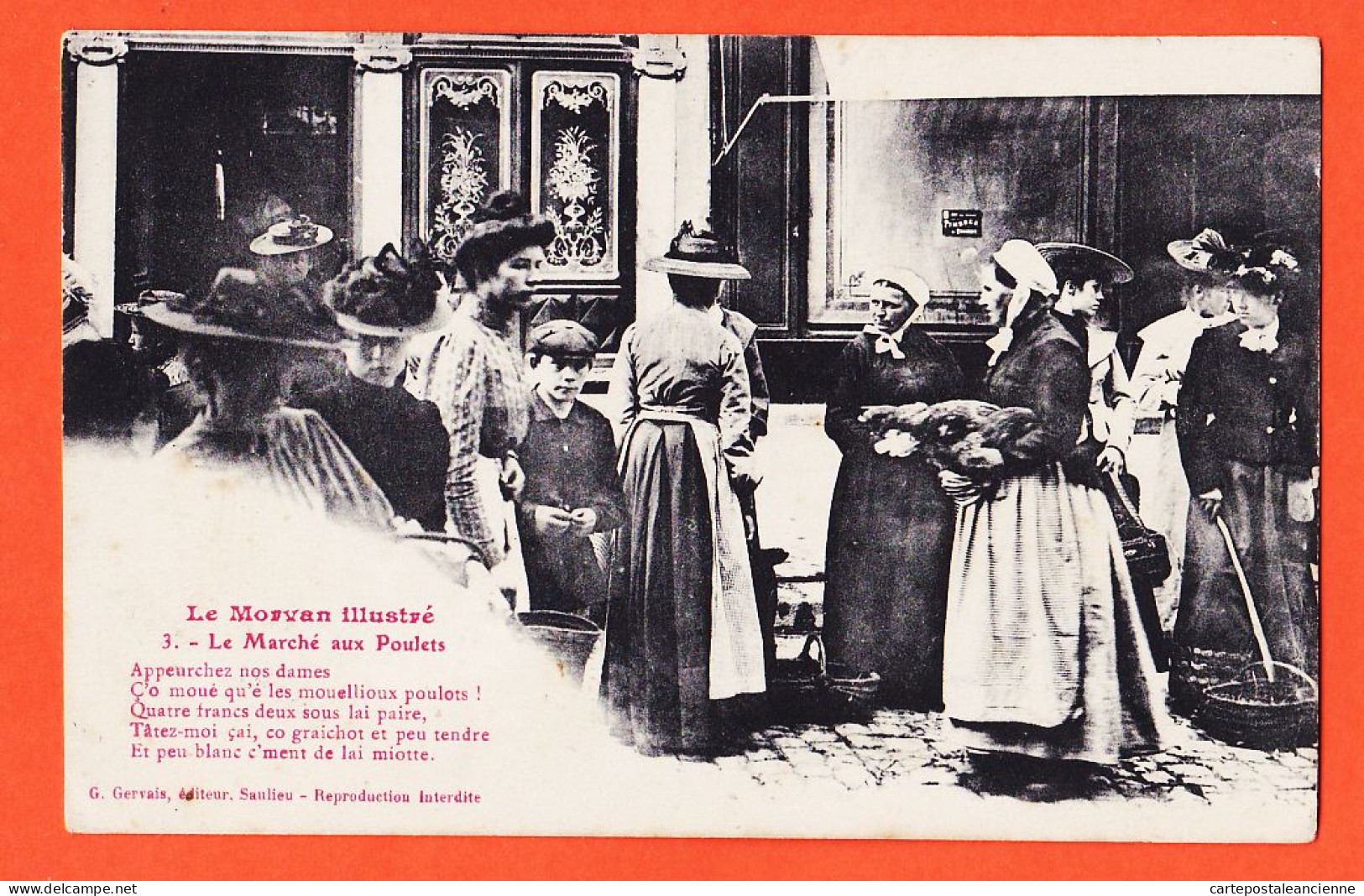 22184 / ⭐ ♥️ SAULIEU 21-Cote Or Marché Aux Poulets MORVAN Illustré 1908 à HERMEUT Gendarme Poissous Aude - Saulieu