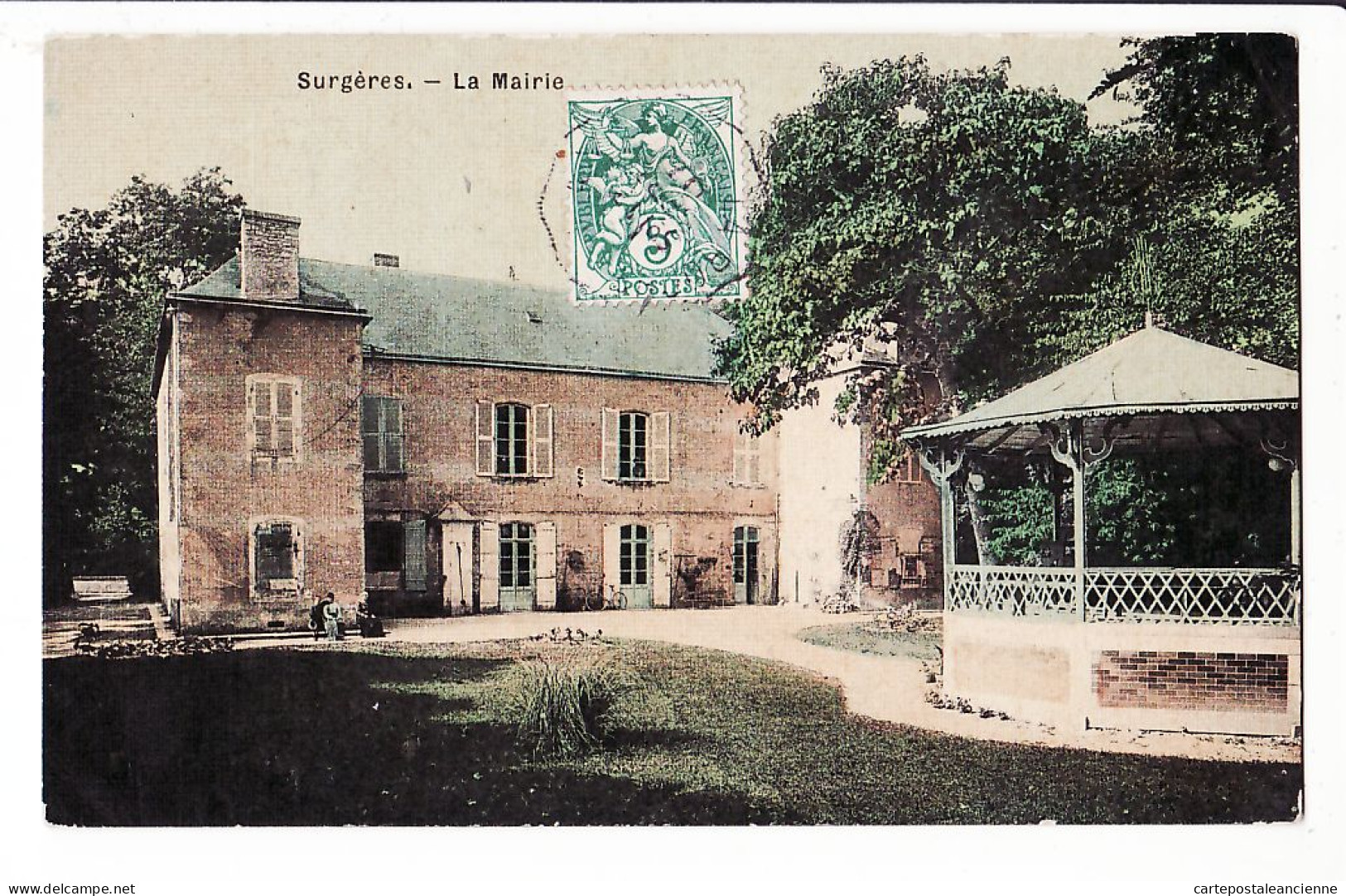 22334 / ⭐ Carte Toilée SURGERES 27-Charente Maritime MAIRIE Kiosque Musique-à PASQUIER Coulonges Thouarsais St Varent - Surgères