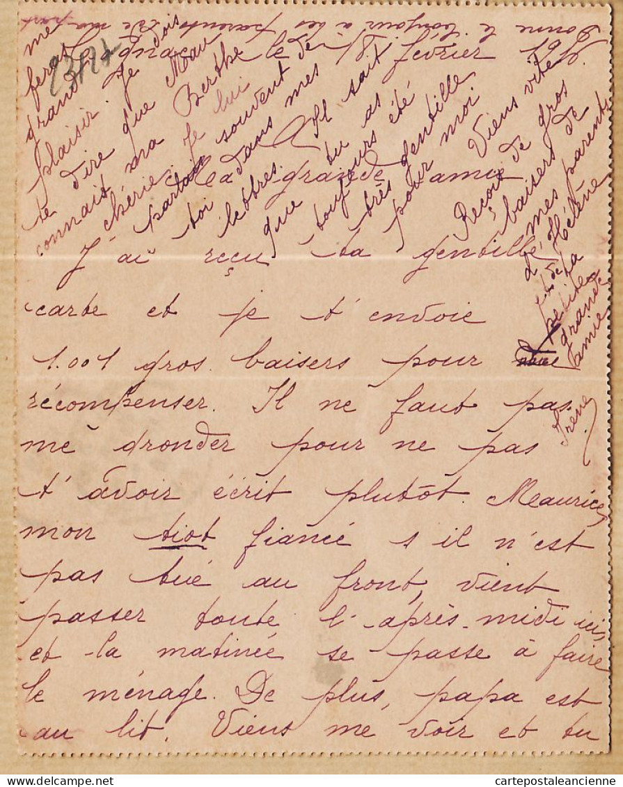 22243 / ⭐ Carte-Lettre Modèle 521 Cognac 18.02.1916 à ARNOUD Sage Femme 1er Classe Rue Croix Landolle Cpaww1 - Letter Cards