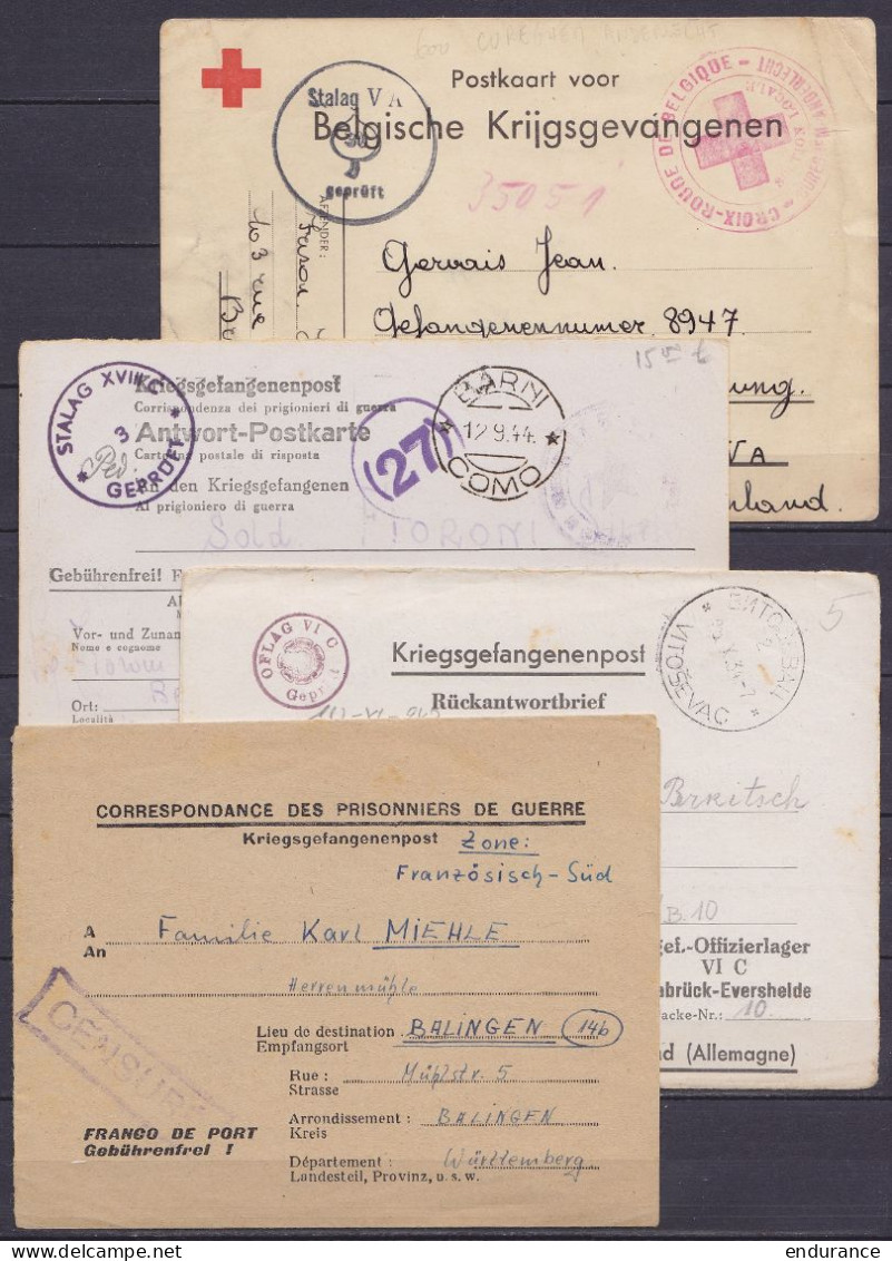 Lot De 70 Courriers De/pour Prisonniers "Kriegsgefangenenpost" Postkarte - 1940 à 1944 Diverses Destination : FLOREFFE,  - Guerre 40-45 (Lettres & Documents)