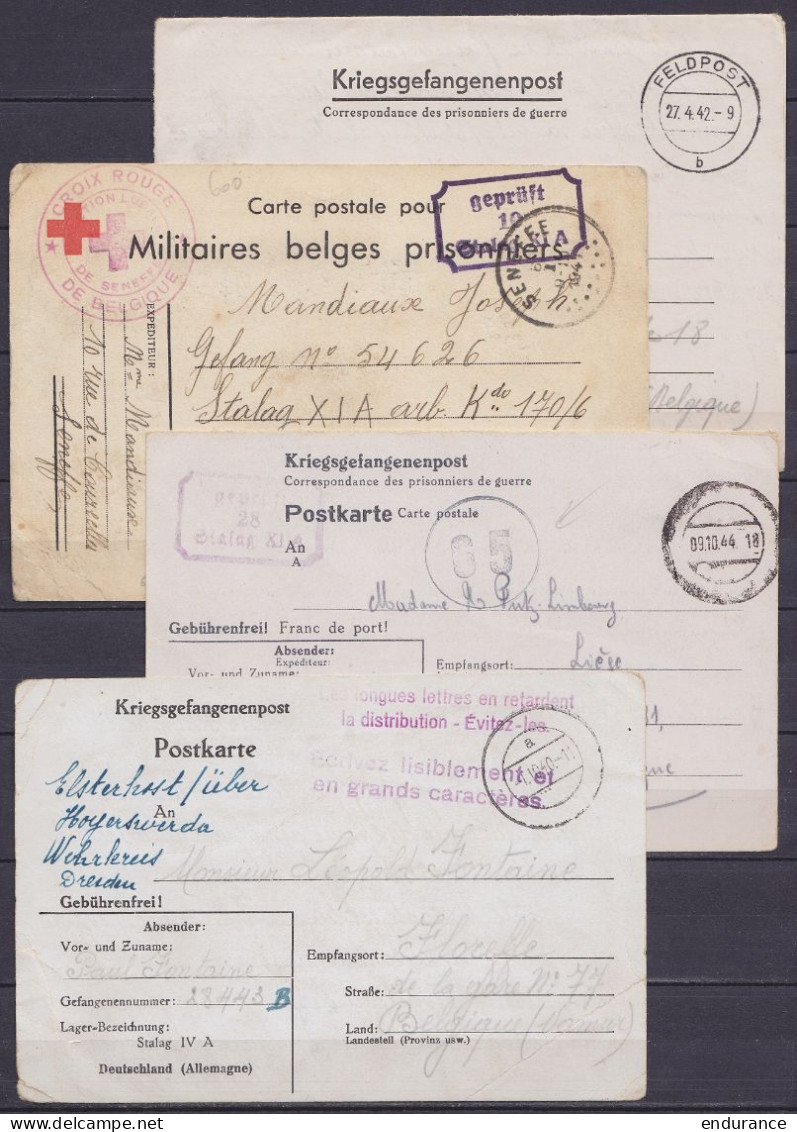 Lot De 70 Courriers De/pour Prisonniers "Kriegsgefangenenpost" Postkarte - 1940 à 1944 Diverses Destination : FLOREFFE,  - WW II (Covers & Documents)
