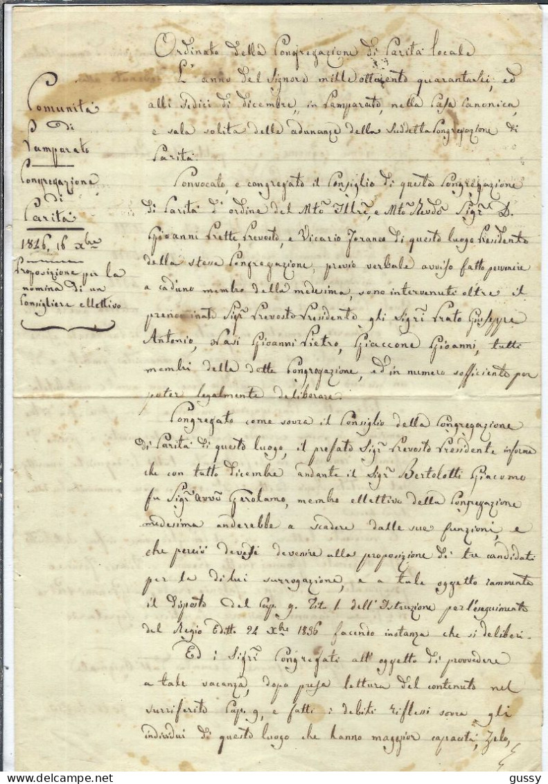 ITALIE Préphilatélie 1846: LAC Officielle De Mondovi Pour Lamparate En Franchise - ...-1850 Voorfilatelie