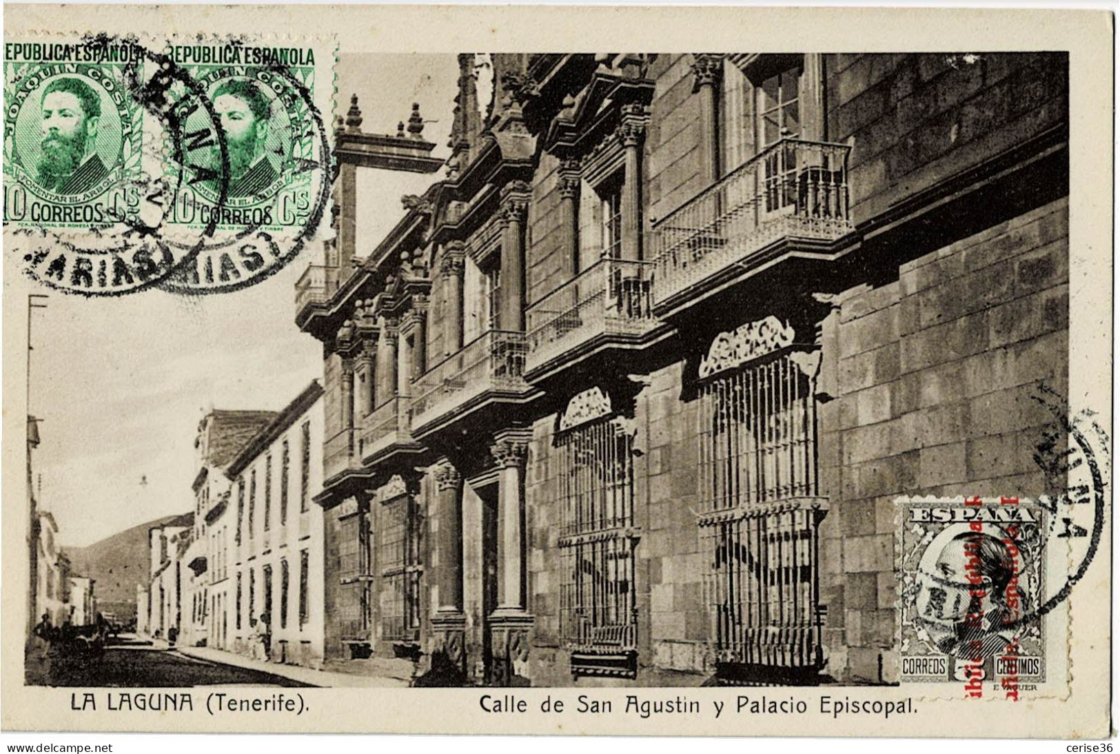 Tenerife La Laguna Calle De San Agustin Y Palacio Episcopal Circulée En 1932 - Tenerife