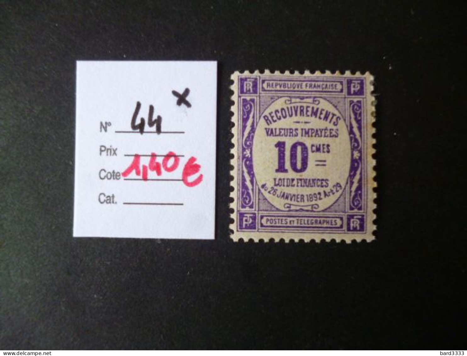 Timbre France Neuf * Taxe N° 44 Cote 1,40 € - 1859-1959 Nuevos