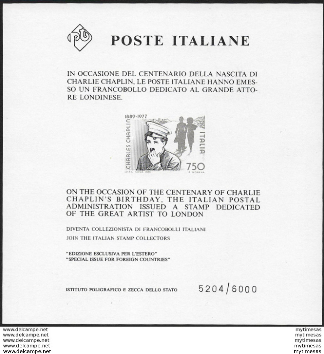 1989 Italia Charly Chaplin MS MNH Sassone N. P 2 - Andere & Zonder Classificatie