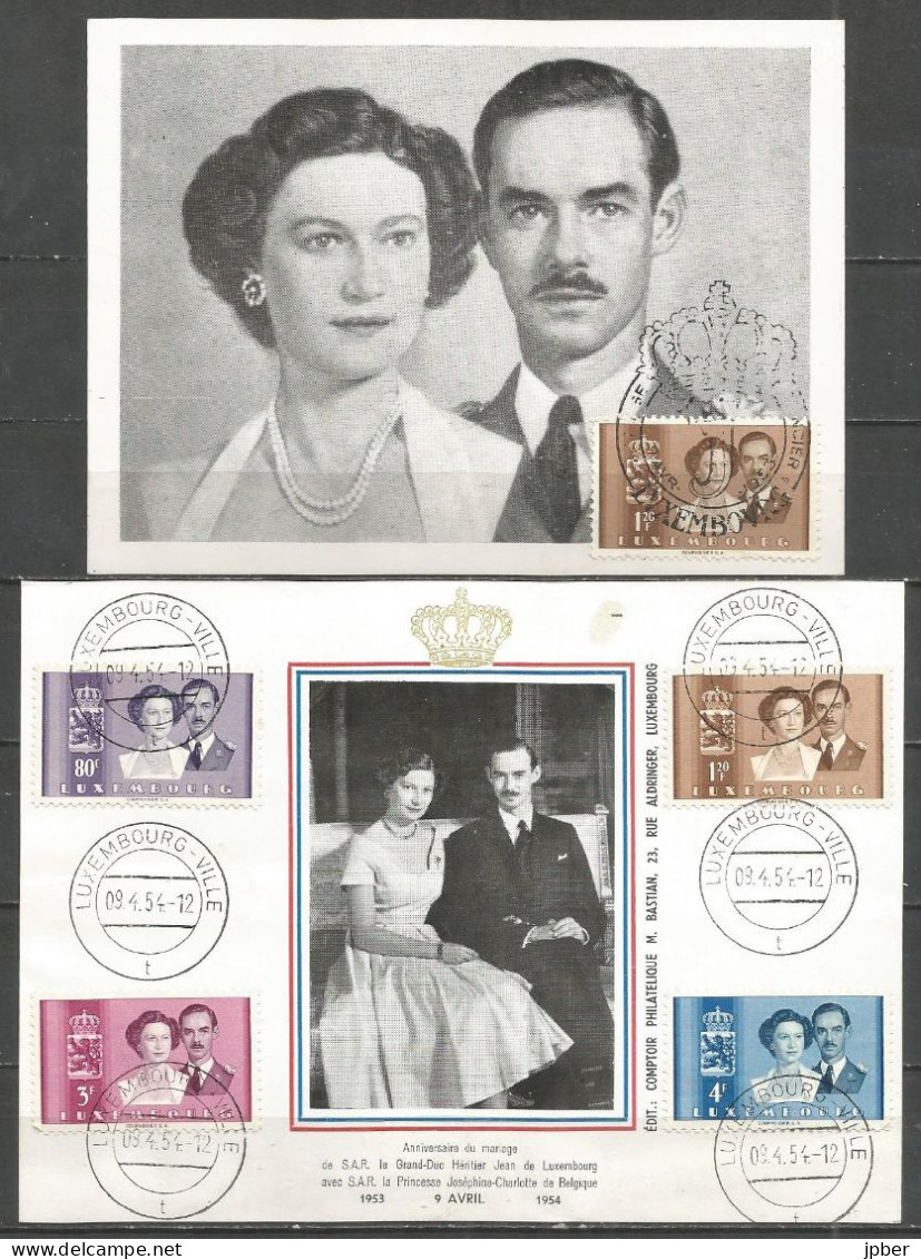 Luxembourg - MI N°505à510* - Mariage Du Prince Jean De Luxembourg Et De La Princesse Joséphine-Charlotte De Belgique - Commemoration Cards