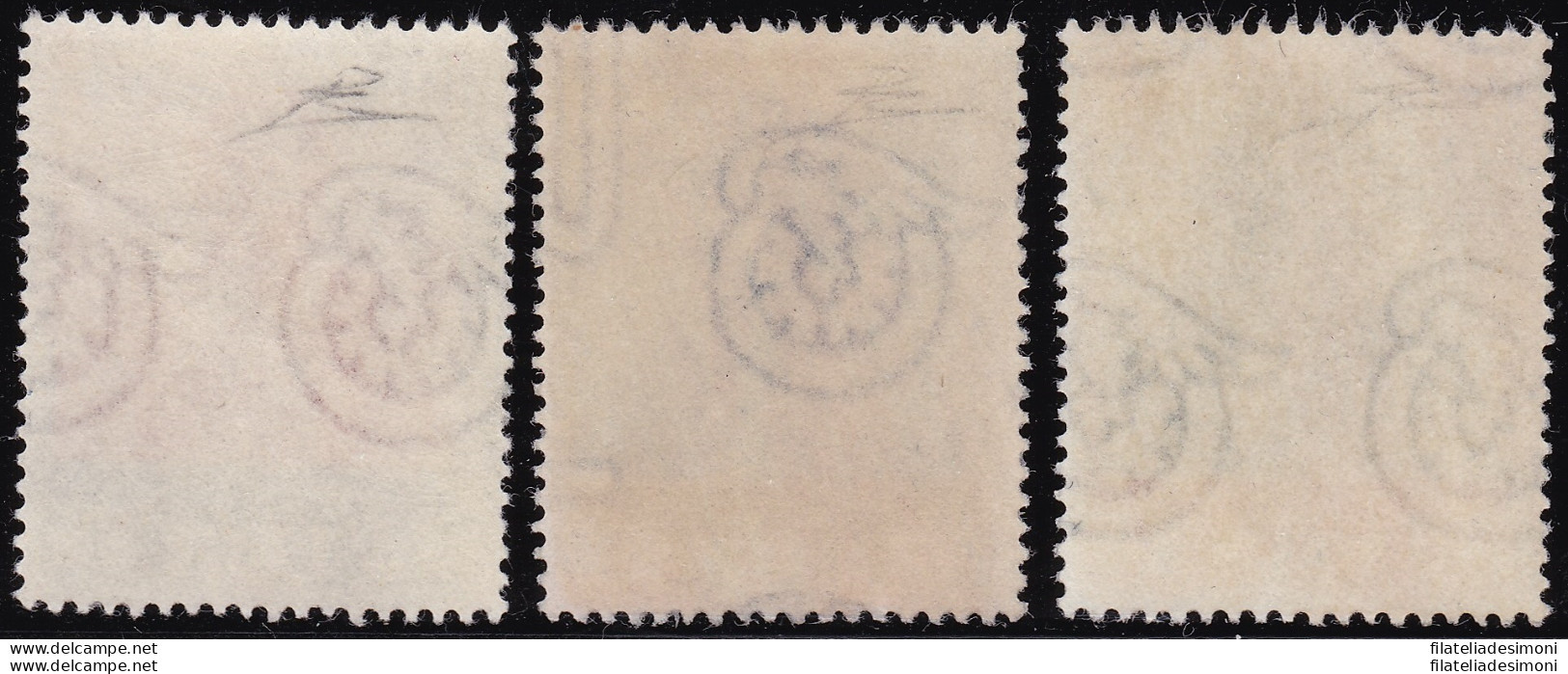 1949 SAN MARINO, N° 358/I-360/I , 3 Valori Filigrana Ruota III , MNH** Certific - Plaatfouten En Curiosa