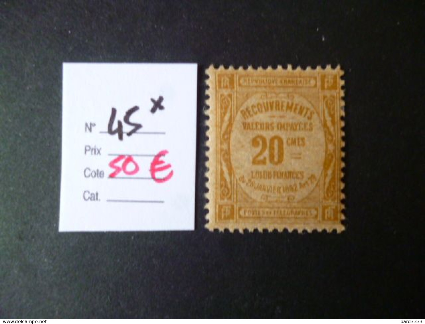 Timbre France Neuf * Taxe N° 45 Cote 50 € - 1859-1959 Postfris