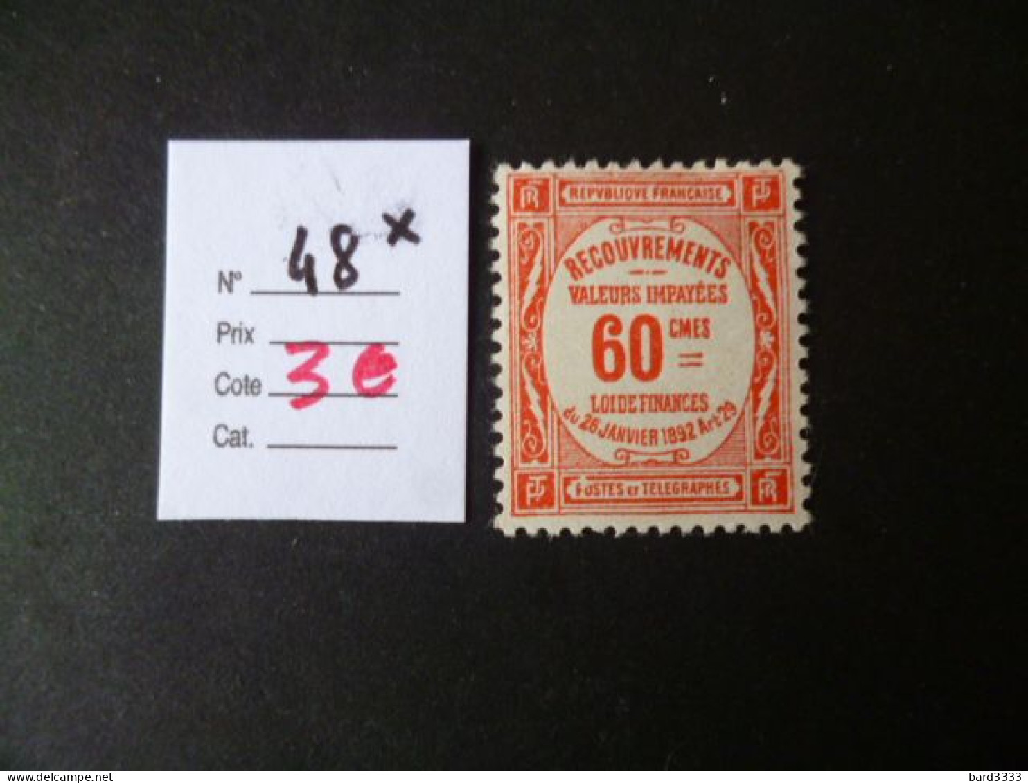 Timbre France Neuf * Taxe N° 48 Cote 3 € - 1859-1959 Nuevos