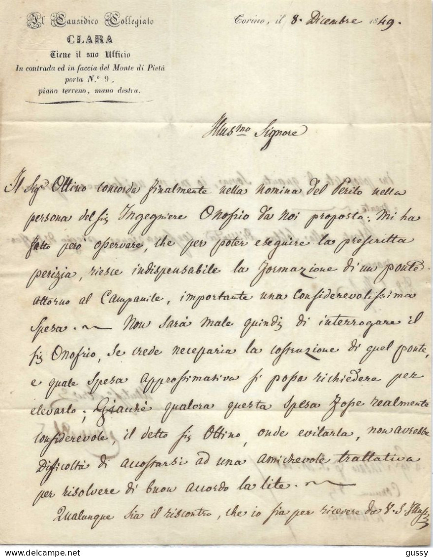 ITALIE Préphilatélie 1849: LAC De Torino Pour Pinerolo Taxée 4 - ...-1850 Préphilatélie