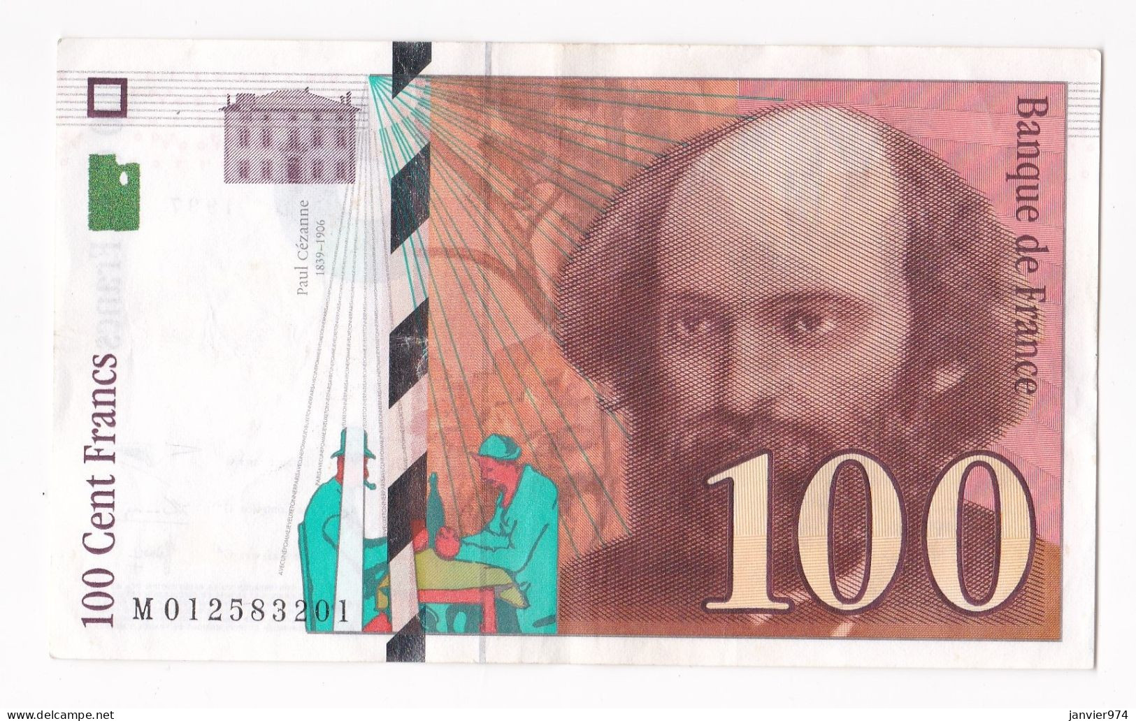 100 Francs Cézanne 1997, Alphabet : M 012583201 , Tres Beau Billet - 100 F 1997-1998 ''Cézanne''