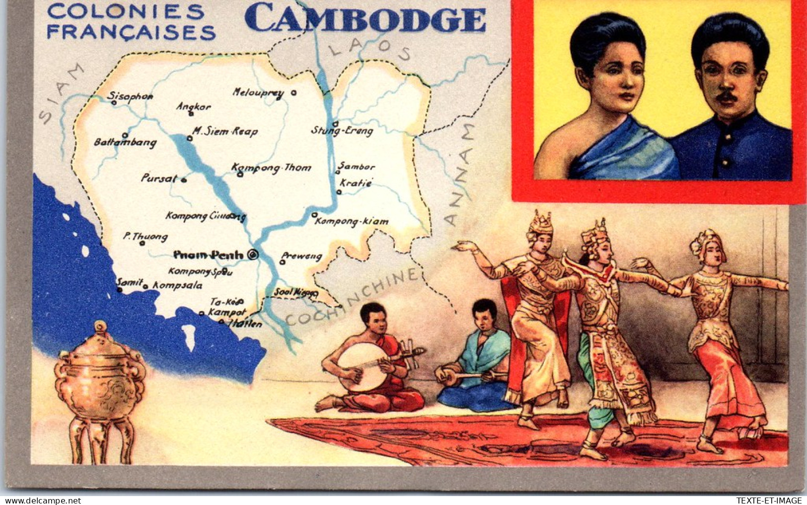 CAMBODGE - Carte Souvenir (editions Lion Noir) - Kambodscha