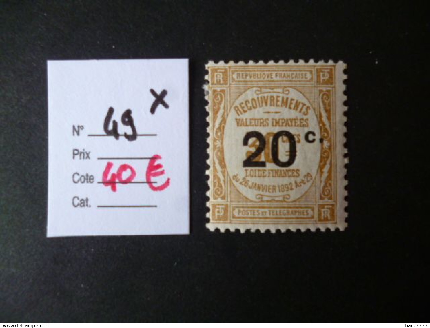 Timbre France Neuf * Taxe N° 49 Cote 40 € - 1859-1959 Neufs