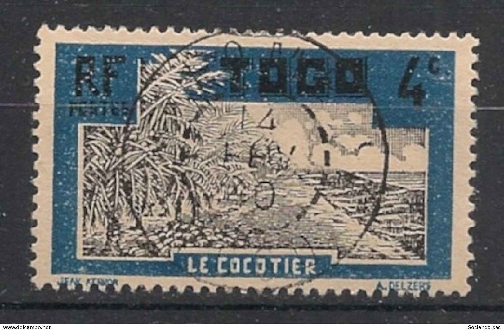 TOGO - 1924 - N°YT. 126 - Cocotier 4c Bleu Foncé - Oblitéré / Used - Gebraucht