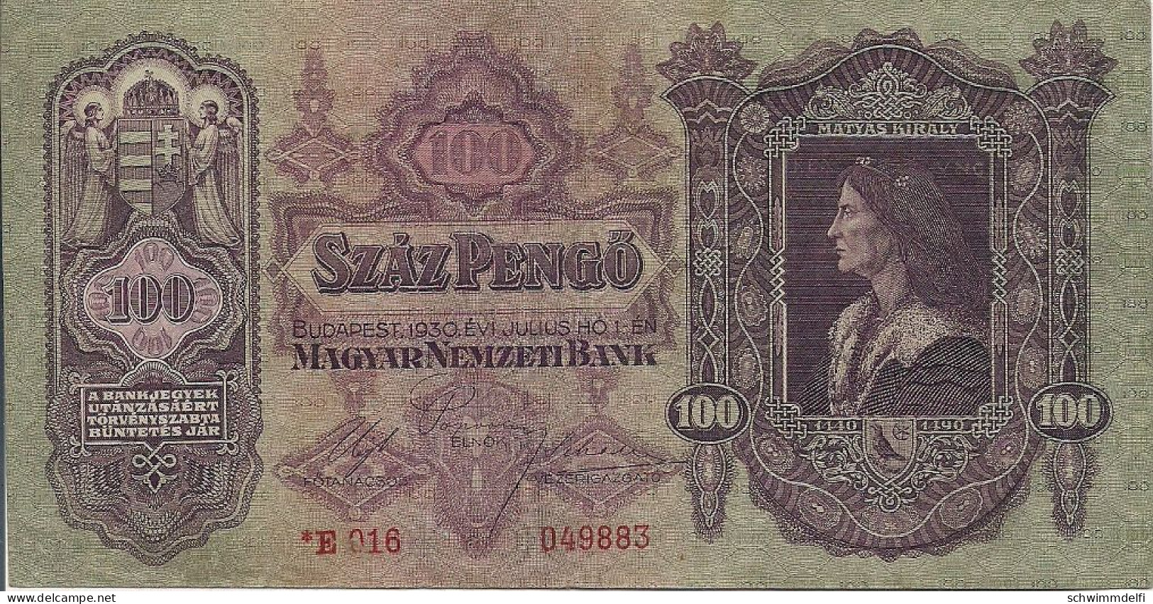 HUNGRÍA - UNGARN - HUNGARY - 100 PENGÖ 1930 - EBC - SEHR SCHON - VERY FINE - Hungary