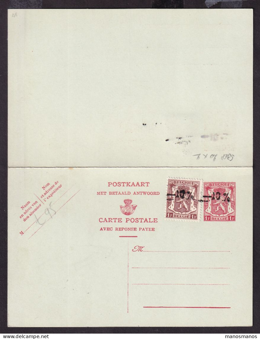 126/41 - MOINS 10 % - Entier Carte Double Petit Sceau Avec Surcharge 95 - Etat Neuf - Postcards 1934-1951