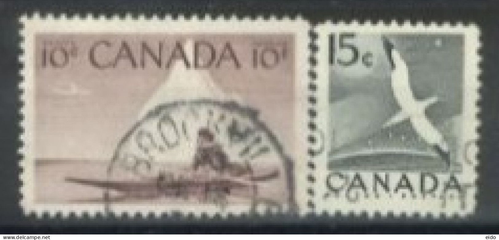 CANADA - 1953, ESKIMO HUNTER & NORTHERN GANNET STAMPS SET OF 2, USED. - Oblitérés