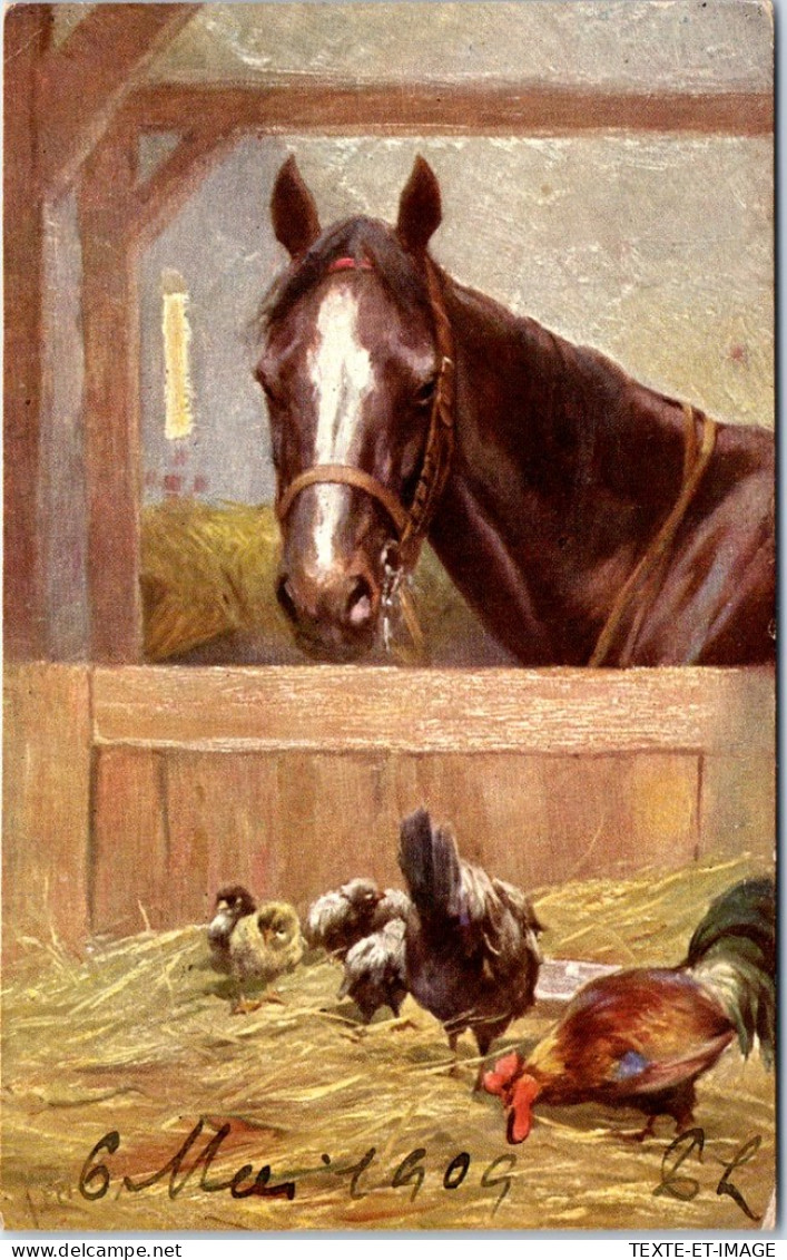 ANIMAUX - CHEVAUX - Cheval Regardant Des Volailles  - Paarden