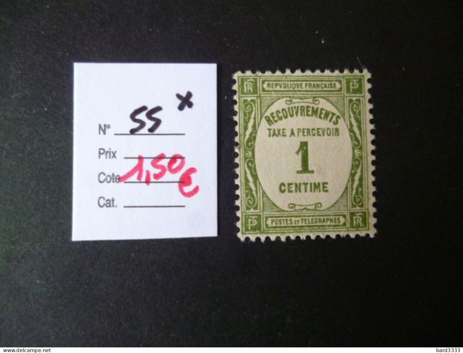 Timbre France Neuf * Taxe N° 55 Cote 1,50 € - 1859-1959 Postfris