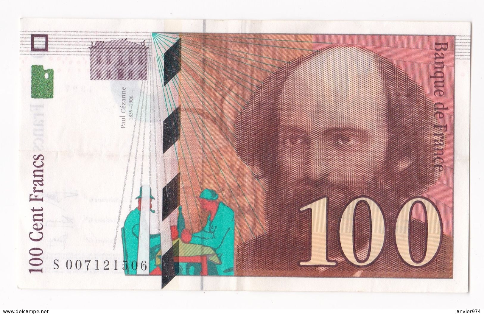 100 Francs Cézanne 1997, Alphabet : S 007121506, Tres Beau Billet - 100 F 1997-1998 ''Cézanne''