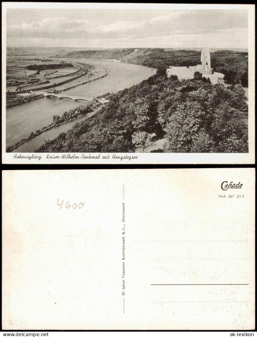 Ansichtskarte Syburg-Dortmund Kaiser-Wilhelm-Denkmal Mit Hengsteysee 1953 - Dortmund