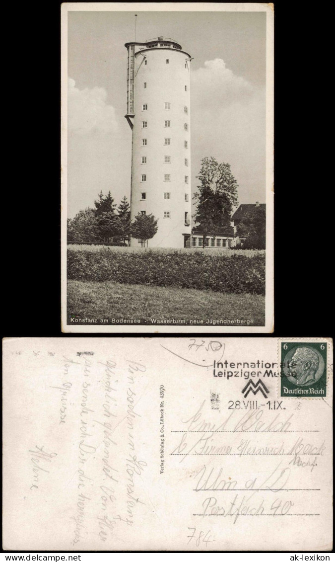 Ansichtskarte Konstanz Wasserturm, Neue Jugendherberge 1938 - Konstanz