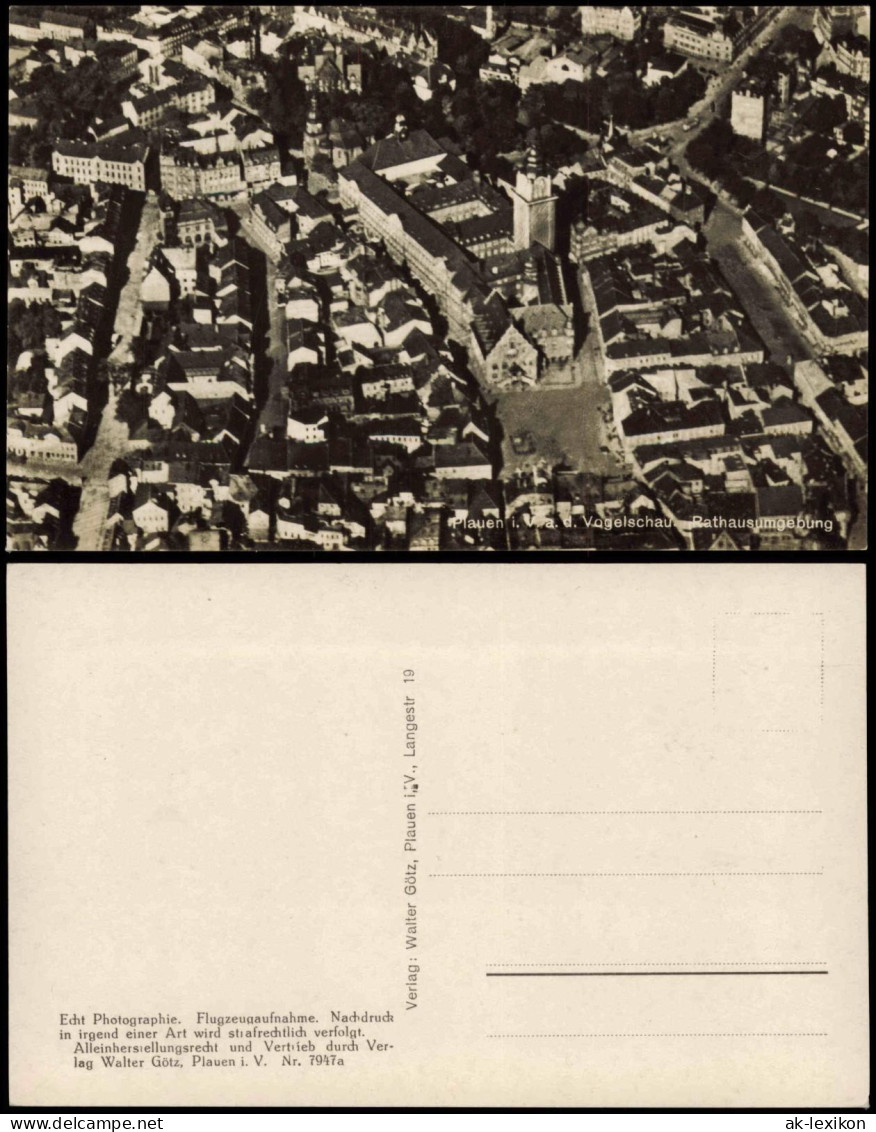 Ansichtskarte Plauen (Vogtland) Luftbild Fliegeraufnahme 1928 - Plauen