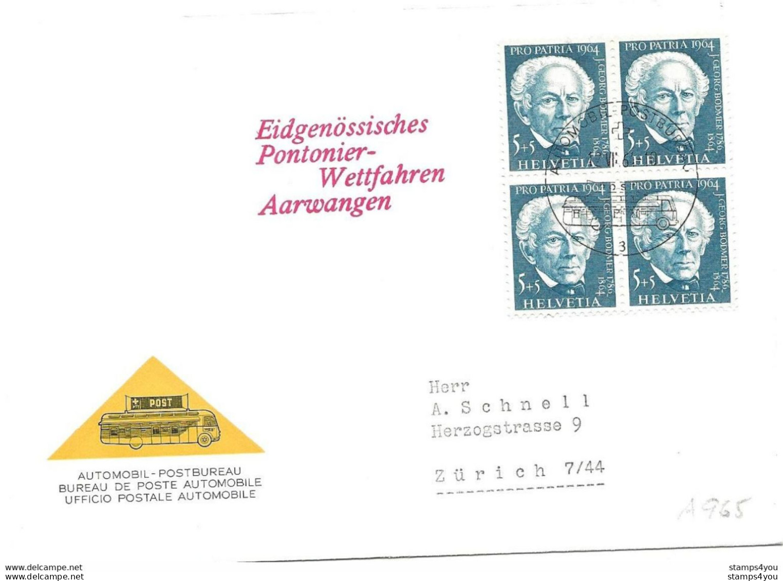 270 - 82 - Enveloppe Avec Oblit Spéciale "Eidgnössisches Pontonier-Wettfahren Aarwangen 1964" - Storia Postale