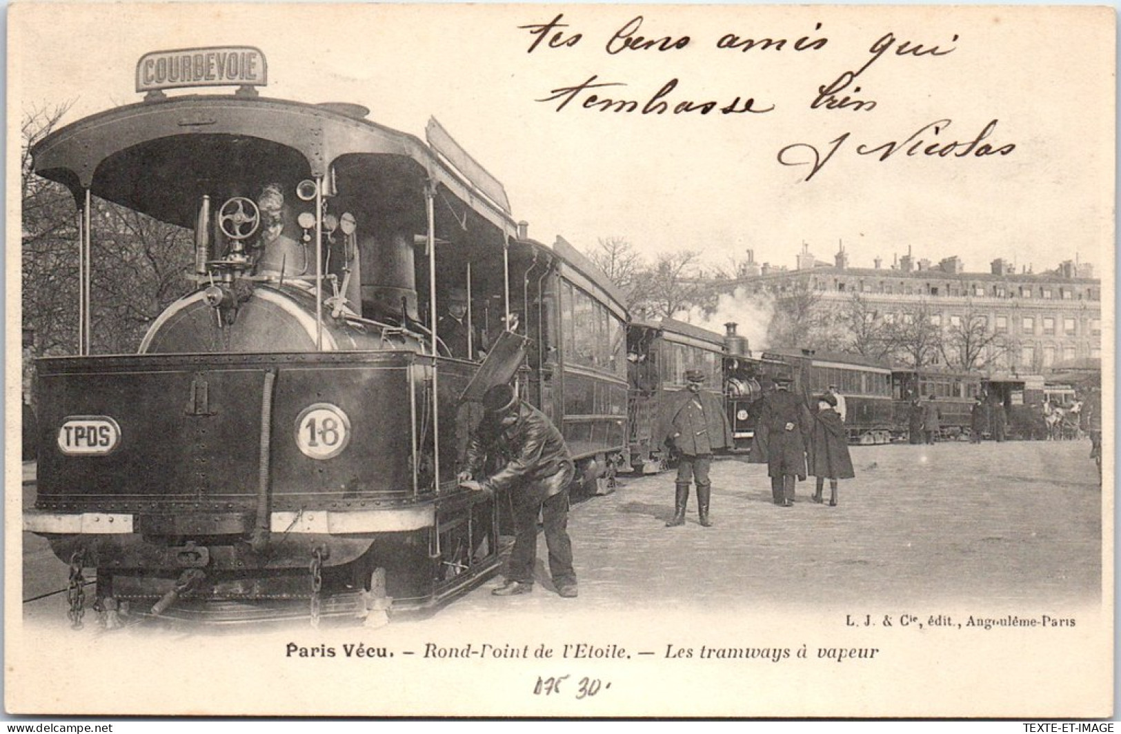 75 PARIS - PARIS VECU - Rond Point De L'etoile, Les Tramways Vapeur  - Artesanos De Páris