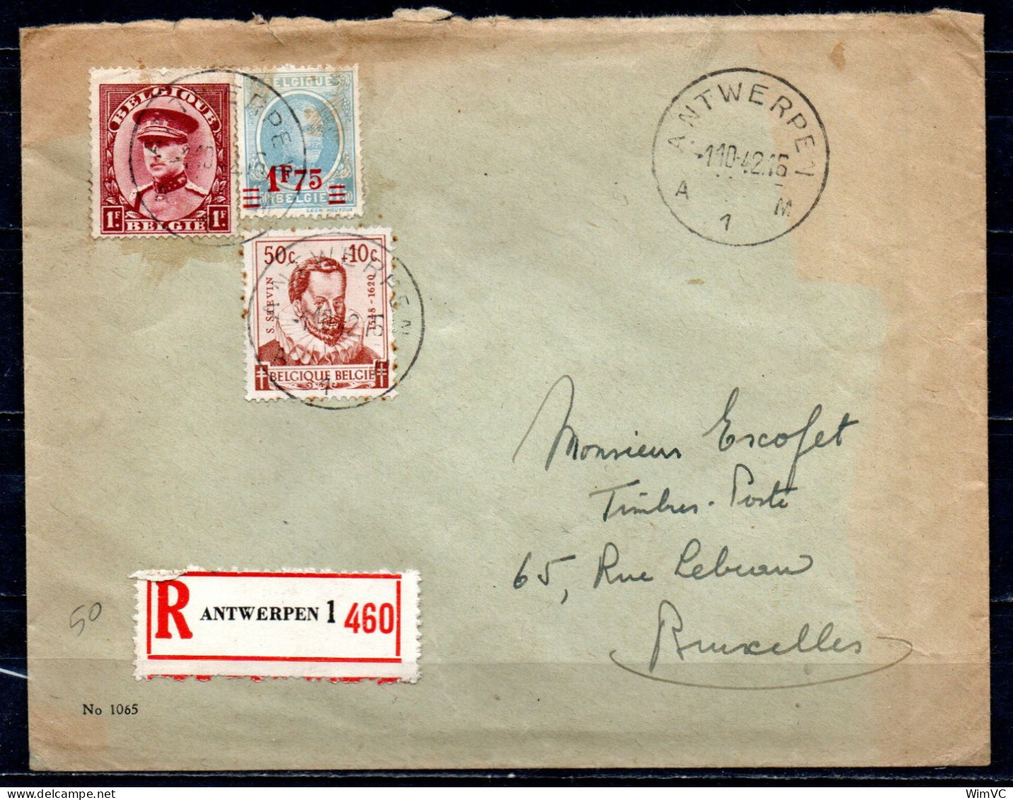 317 + 248 + 595 Gestempeld Op Verzekerde Brief ANTWERPEN A 1 M - 1931-1934 Képi