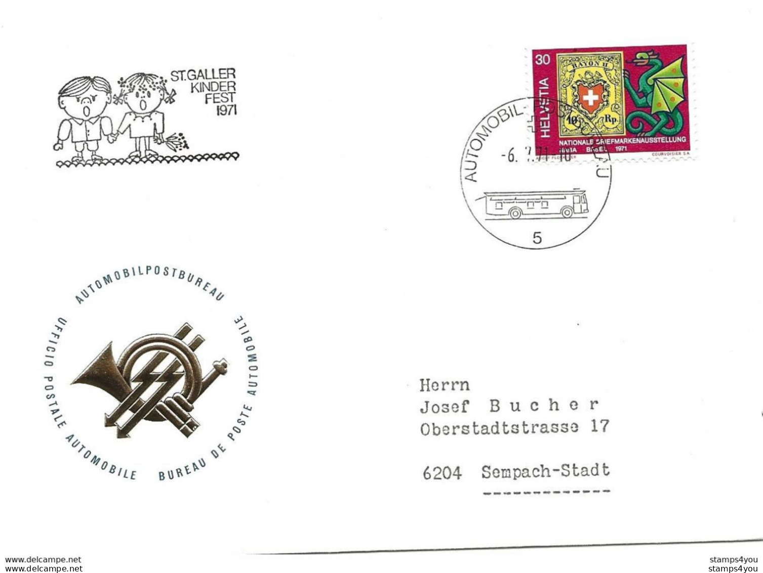 270 - 77 - Enveloppe Avec Oblit Spéciale "St Galler Kinderfest 1971" - Poststempel