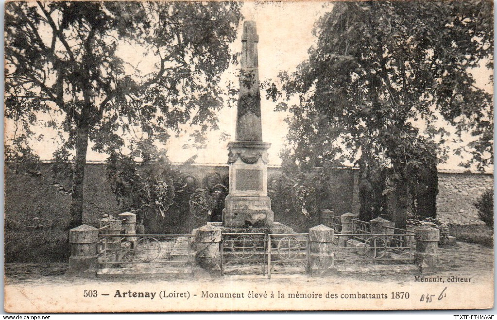 45 ARTENAY - Monument Aux Morts Des Combattants De 1870 - Artenay
